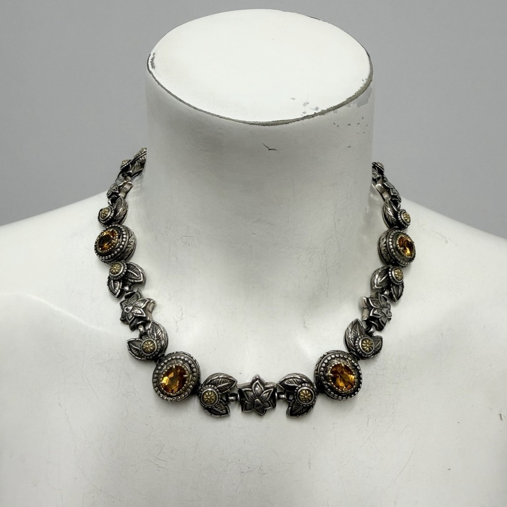 Ned Bowman Sterling & Gold Citrine Laurel Leaf Necklace Legacy Collection